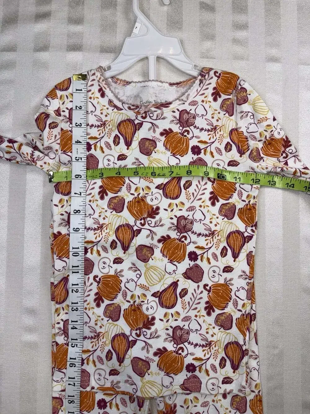 Cynthia Rowley Girls 2 Pc Pajama Set Size 7 Fall Pumpkins Apples 100% Cotton NWT